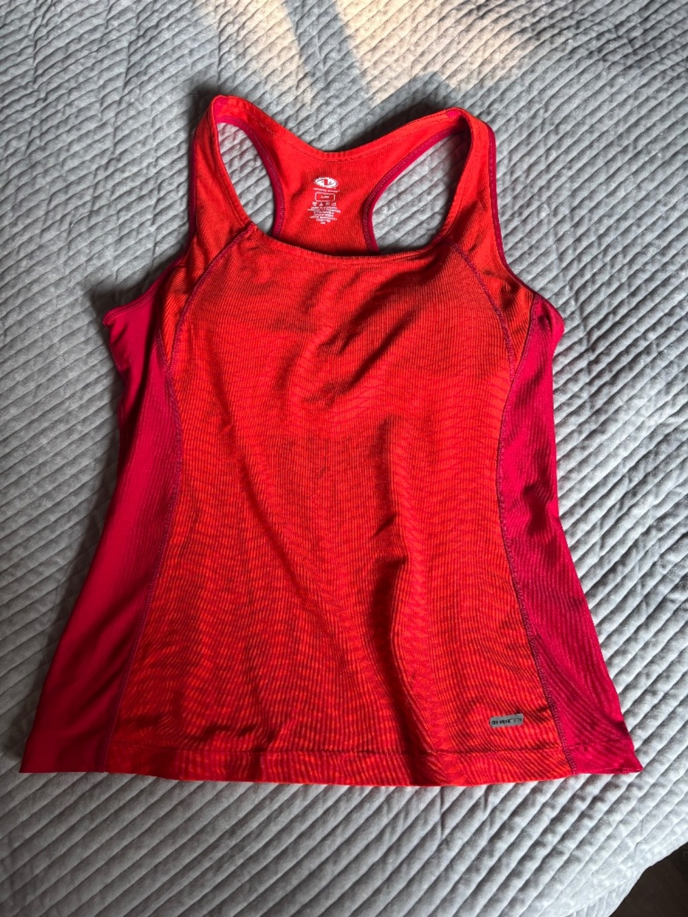 Athletic Works Womens Large Racerback Tank Top Red Pink Wave Dri-More Tech